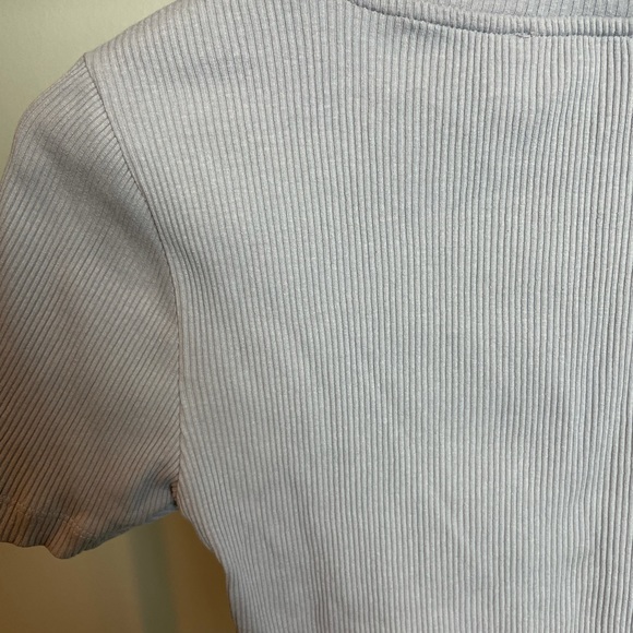 Zara Blue/Grey Ribbed Crop Top - Picture 7 of 8